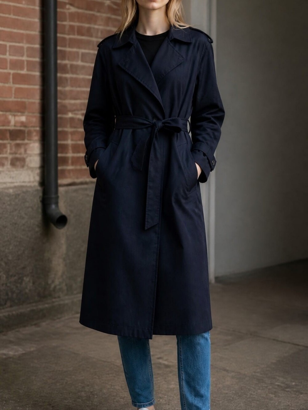 Classic Navy Trench Coat with BeltNewport Harbor Men's Black Full Zip Jacket – C